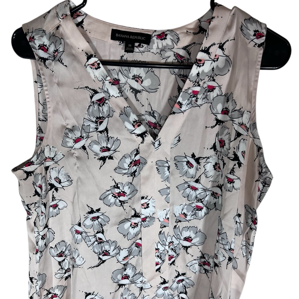 Banana Republic Floral Sleeveless Top Cream and Pink Size M
